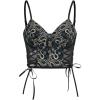 imageSHENHE Womens Casual Contrast Mesh Lace Up Deep V Neck Snake Print Crop Bustier Cami TopBlack