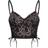 imageSHENHE Womens Casual Contrast Mesh Lace Up Deep V Neck Snake Print Crop Bustier Cami TopBurgundy