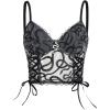 imageSHENHE Womens Sexy Sheer Mesh Lace Up Bustier Corset Snake Print Y2k Crop Cami TopBlack