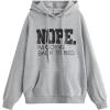 imageSHENHE Womens Slogan Letter Print Long Sleeve Hooded Sweatshirt Pullover Hoodie TopsGrey and Black