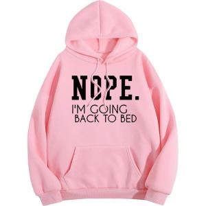 imageSHENHE Womens Slogan Letter Print Long Sleeve Hooded Sweatshirt Pullover Hoodie TopsLight Pink