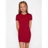 imageSHENHE Girls Basic Short Sleeve Crew Neck Bodycon T Shirt Pencil Mini DressesBurgundy