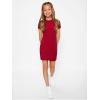 imageSHENHE Girls Basic Short Sleeve Crew Neck Bodycon T Shirt Pencil Mini DressesBurgundy
