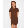 imageSHENHE Girls Basic Short Sleeve Crew Neck Bodycon T Shirt Pencil Mini DressesCoffee Brown