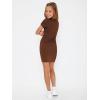 imageSHENHE Girls Basic Short Sleeve Crew Neck Bodycon T Shirt Pencil Mini DressesCoffee Brown