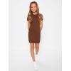 imageSHENHE Girls Basic Short Sleeve Crew Neck Bodycon T Shirt Pencil Mini DressesCoffee Brown