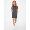 imageSHENHE Girls Basic Short Sleeve Crew Neck Bodycon T Shirt Pencil Mini DressesDark Grey