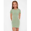 imageSHENHE Girls Basic Short Sleeve Crew Neck Bodycon T Shirt Pencil Mini DressesGreen