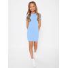imageSHENHE Girls Basic Short Sleeve Crew Neck Bodycon T Shirt Pencil Mini DressesLight Blue