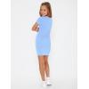 imageSHENHE Girls Basic Short Sleeve Crew Neck Bodycon T Shirt Pencil Mini DressesLight Blue