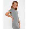 imageSHENHE Girls Basic Short Sleeve Crew Neck Bodycon T Shirt Pencil Mini DressesLight Grey