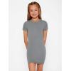 imageSHENHE Girls Basic Short Sleeve Crew Neck Bodycon T Shirt Pencil Mini DressesLight Grey