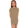 imageSHENHE Girls Basic Short Sleeve Crew Neck Bodycon T Shirt Pencil Mini DressesMocha Brown