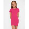 imageSHENHE Girls Basic Short Sleeve Crew Neck Bodycon T Shirt Pencil Mini DressesPink