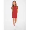 imageSHENHE Girls Basic Short Sleeve Crew Neck Bodycon T Shirt Pencil Mini DressesRed