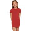 imageSHENHE Girls Basic Short Sleeve Crew Neck Bodycon T Shirt Pencil Mini DressesRed