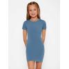 imageSHENHE Girls Basic Short Sleeve Crew Neck Bodycon T Shirt Pencil Mini DressesSoft Blue
