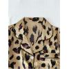 imageSHENHE Womens 2 Piece Satin Pajama Set Leopard Short Sleeve Button Down Pj Shorts SetDark Khaki