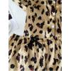 imageSHENHE Womens 2 Piece Satin Pajama Set Leopard Short Sleeve Button Down Pj Shorts SetDark Khaki
