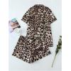 imageSHENHE Womens 2 Piece Satin Pajama Set Leopard Short Sleeve Button Down Pj Shorts SetYellow