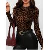 imageSHENHE Womens Leopard Print Top Long Sleeve Fitted Tee Sexy Going Out Cheetah Top ShirtBrown