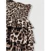imageSHENHE Womens Y2K Tiered Layer Skirt High Waist Leopard Ruffle Mini Skirt Cake SkirtBrown