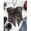 imageSHENHE Womens Y2k Sexy Twist Open Front Leopard Tube Strapless Split Bandeau Crop TopBrown