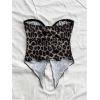 imageSHENHE Womens Y2k Sexy Twist Open Front Leopard Tube Strapless Split Bandeau Crop TopBrown