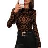imageSHENHE Womens Leopard Print Top Long Sleeve Fitted Tee Sexy Going Out Cheetah Top ShirtBrown