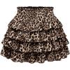 imageSHENHE Womens Y2K Tiered Layer Skirt High Waist Leopard Ruffle Mini Skirt Cake SkirtBrown