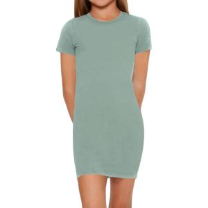 imageSHENHE Girls Basic Short Sleeve Crew Neck Bodycon T Shirt Pencil Mini DressesMint Green