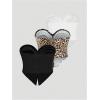 imageSHENHE Womens 3 Pack Y2k Sexy Twist Front Leopard Tube Strapless Split Hem Bandeau Top TubeBlack White Brown