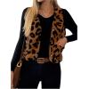 imageSHENHE Womens Leopard Print Sleeveless Button Down Jacket Lightweight Coat Outerwear VestsBrown