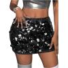 imageSHENHE Womens Sequin Skirt Glitter Low Rise Bodycon Sexy Mini Skirt Rave Sparkly SkirtBlack