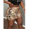 imageSHENHE Womens Sequin Skirt Glitter Low Rise Bodycon Sexy Mini Skirt Rave Sparkly SkirtChampagne