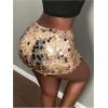 imageSHENHE Womens Sequin Skirt Glitter Low Rise Bodycon Sexy Mini Skirt Rave Sparkly SkirtChampagne