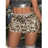 imageSHENHE Womens Sequin Skirt Glitter Low Rise Bodycon Sexy Mini Skirt Rave Sparkly SkirtGold