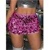 imageSHENHE Womens Sequin Skirt Glitter Low Rise Bodycon Sexy Mini Skirt Rave Sparkly SkirtHot Pink