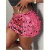 imageSHENHE Womens Sequin Skirt Glitter Low Rise Bodycon Sexy Mini Skirt Rave Sparkly SkirtRose Red
