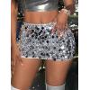 imageSHENHE Womens Sequin Skirt Glitter Low Rise Bodycon Sexy Mini Skirt Rave Sparkly SkirtSilver