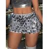 imageSHENHE Womens Sequin Skirt Glitter Low Rise Bodycon Sexy Mini Skirt Rave Sparkly SkirtSilver