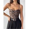 imageSHENHE Womens Sexy Leopard Print Spaghetti Strap Double Lined Sweetheart Neck Tank Top CamiCoffee Brown