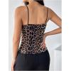 imageSHENHE Womens Sexy Leopard Print Spaghetti Strap Double Lined Sweetheart Neck Tank Top CamiCoffee Brown