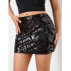 imageSHENHE Womens Sparkly Sequin Low Rise Rhinestone Bodycon Sexy Mini Skirt Party SkirtBlack and White