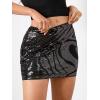 imageSHENHE Womens Sparkly Sequin Low Rise Rhinestone Bodycon Sexy Mini Skirt Party SkirtBlack and White