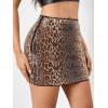 imageSHENHE Womens Sparkly Sequin Low Rise Rhinestone Bodycon Sexy Mini Skirt Party SkirtLeopard Brown