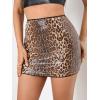 imageSHENHE Womens Sparkly Sequin Low Rise Rhinestone Bodycon Sexy Mini Skirt Party SkirtLeopard Brown
