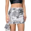 imageSHENHE Womens Sparkly Sequin Low Rise Rhinestone Bodycon Sexy Mini Skirt Party SkirtStar Print Silver