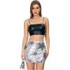 imageSHENHE Womens Sparkly Sequin Low Rise Rhinestone Bodycon Sexy Mini Skirt Party SkirtStar Print Silver