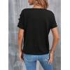 imageSHENHE Womens V Neck Short Sleeve Contrast Sequin Pocket Patched Tee Shirt TopBlack